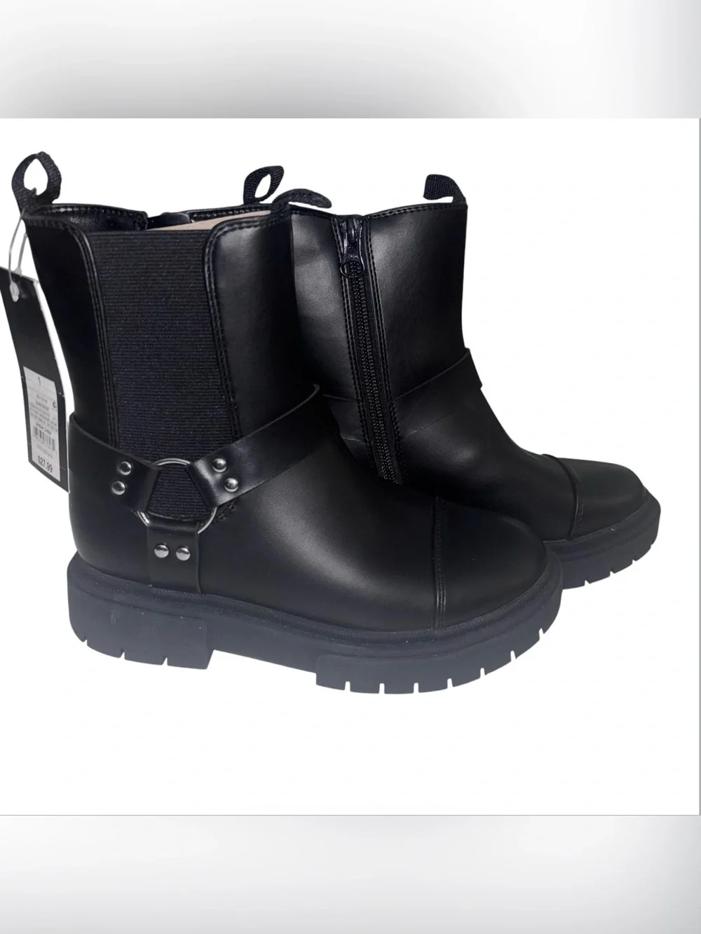 Art Class Black Chunky Crosby Moto Boots with Buckle Strap Girls Size 1